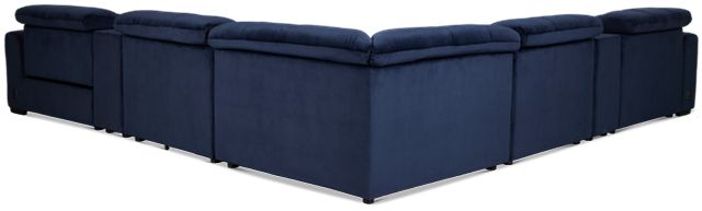 Gemma Navy Velvet Large Left Chaise Power Reclining Sectional