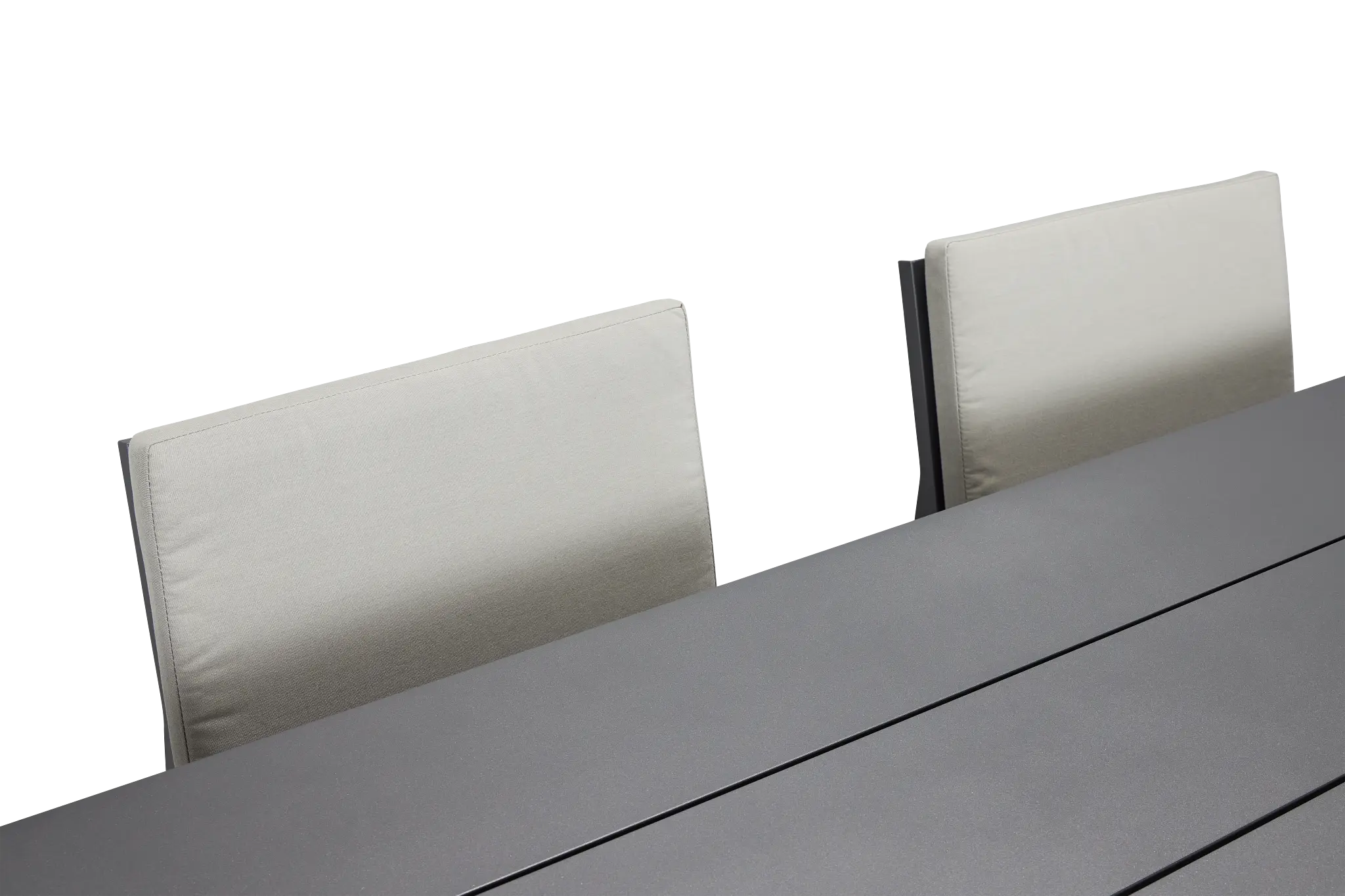 Linear Dark Gray 87" Aluminum Table & 4 Cushioned Side Chairs Linear Dark Gray 87" Aluminum Table & 4 Cushioned Side Chairs