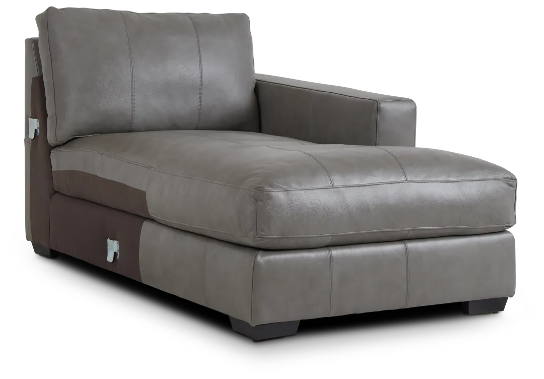 Dawkins Gray Leather Right Chaise