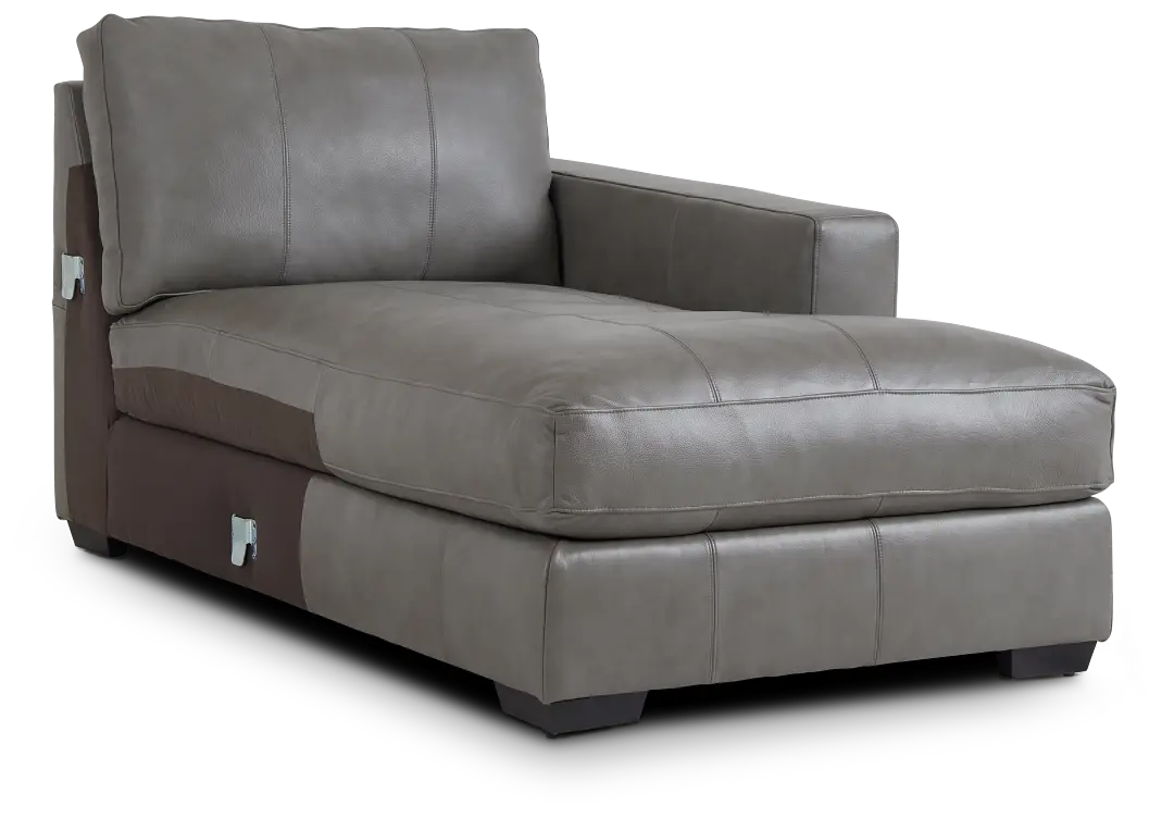 Dawkins Gray Leather Right Chaise Dawkins Gray Leather Right Chaise