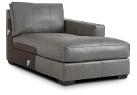 Dawkins Gray Leather Right Chaise