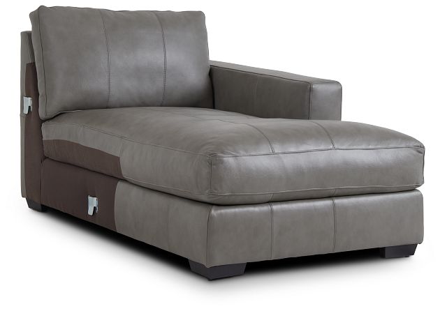 Dawkins Gray Leather Right Chaise