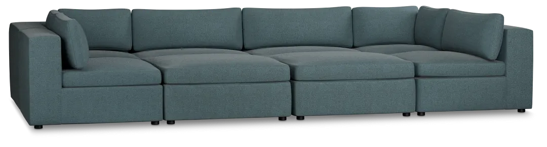 Destin Sutton Blue Fabric 8-piece Pit Sectional