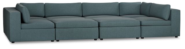 Destin Sutton Blue Fabric 8-piece Pit Sectional