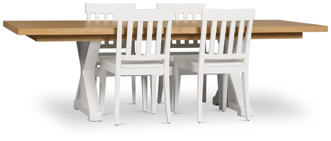 Nantucket Two-tone Rect Table & 4 White Wood Chairs