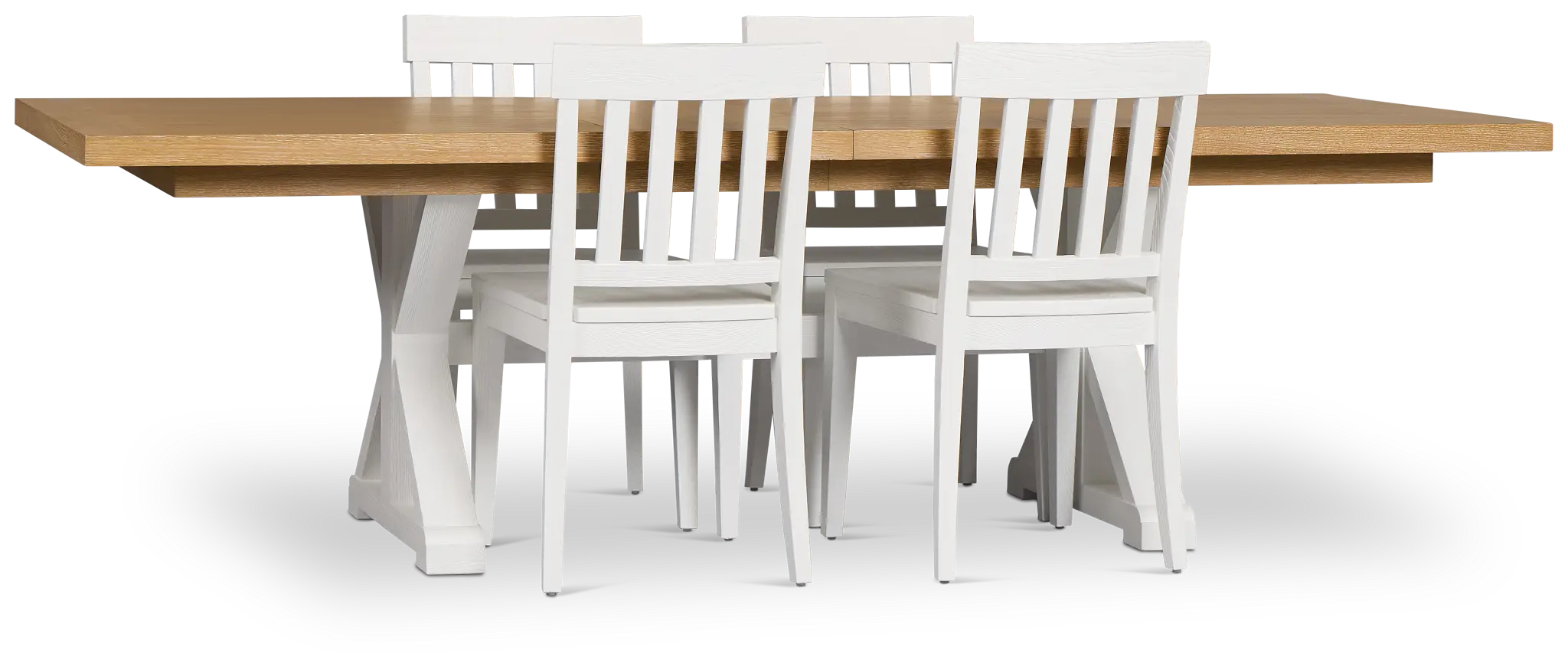 Nantucket Two-tone Rect Table & 4 White Wood Chairs Nantucket Two-tone Rect Table & 4 White Wood Chairs