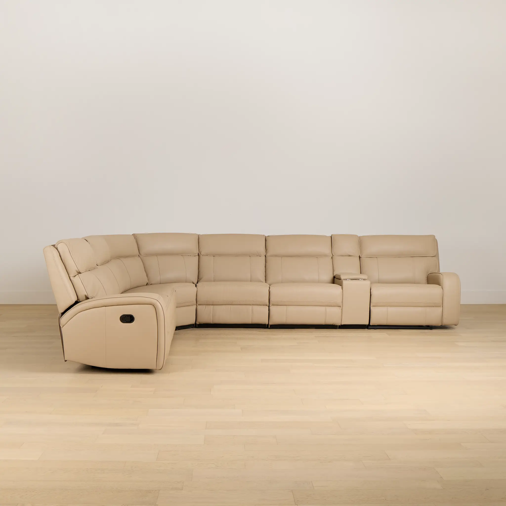 Rhett Taupe Micro Large Two-arm Manually Reclining Sectional Rhett Taupe Micro Large Two-arm Manually Reclining Sectional