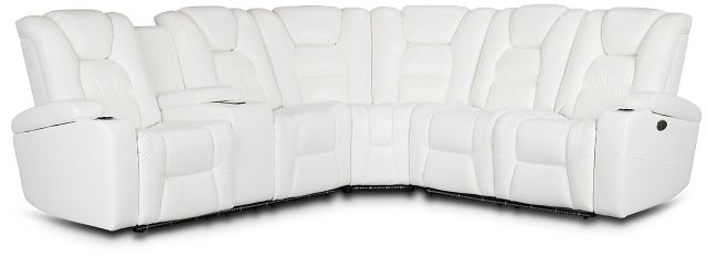 Troy White Micro Left Console Love Reclining Sectional