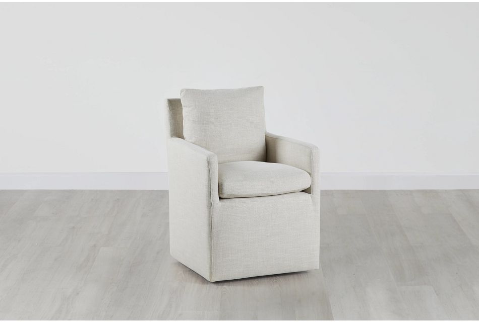 Auden Light Beige Castored Upholstered Arm Chair