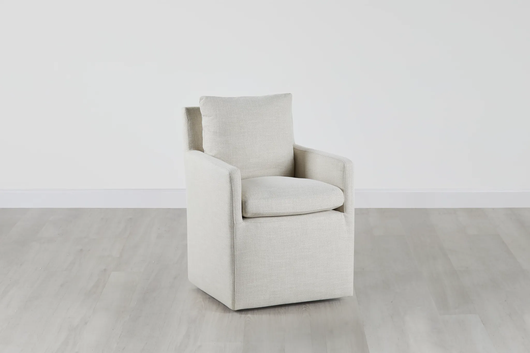 Auden Light Beige Castored Upholstered Arm Chair