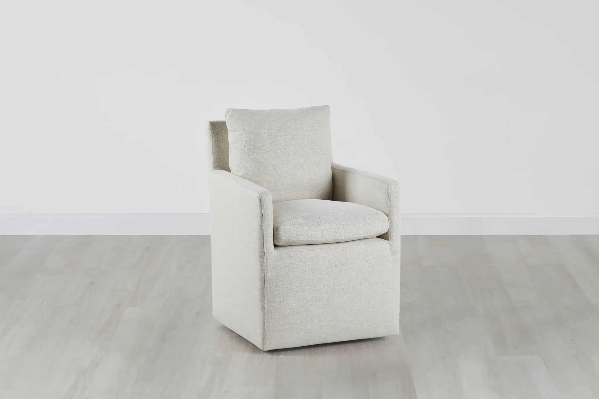 Auden Light Beige Castored Upholstered Arm Chair Auden Light Beige Castored Upholstered Arm Chair