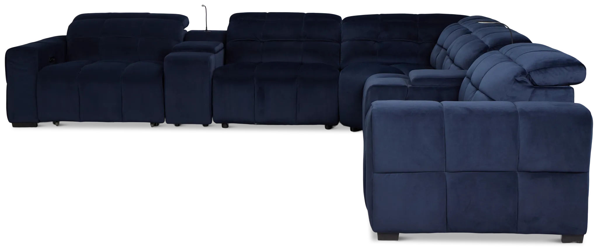 Gemma Navy Velvet Large Dual Power Right Chaise Sectional