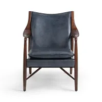 Cade Blue Leather Accent Chair