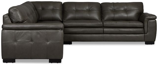 Braden Dark Gray Leather Small Two-arm Sectional