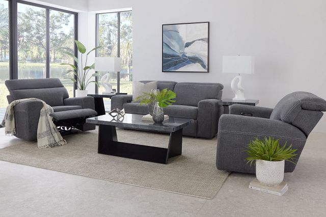 Callum Dark Gray Fabric Power Reclining Sofa