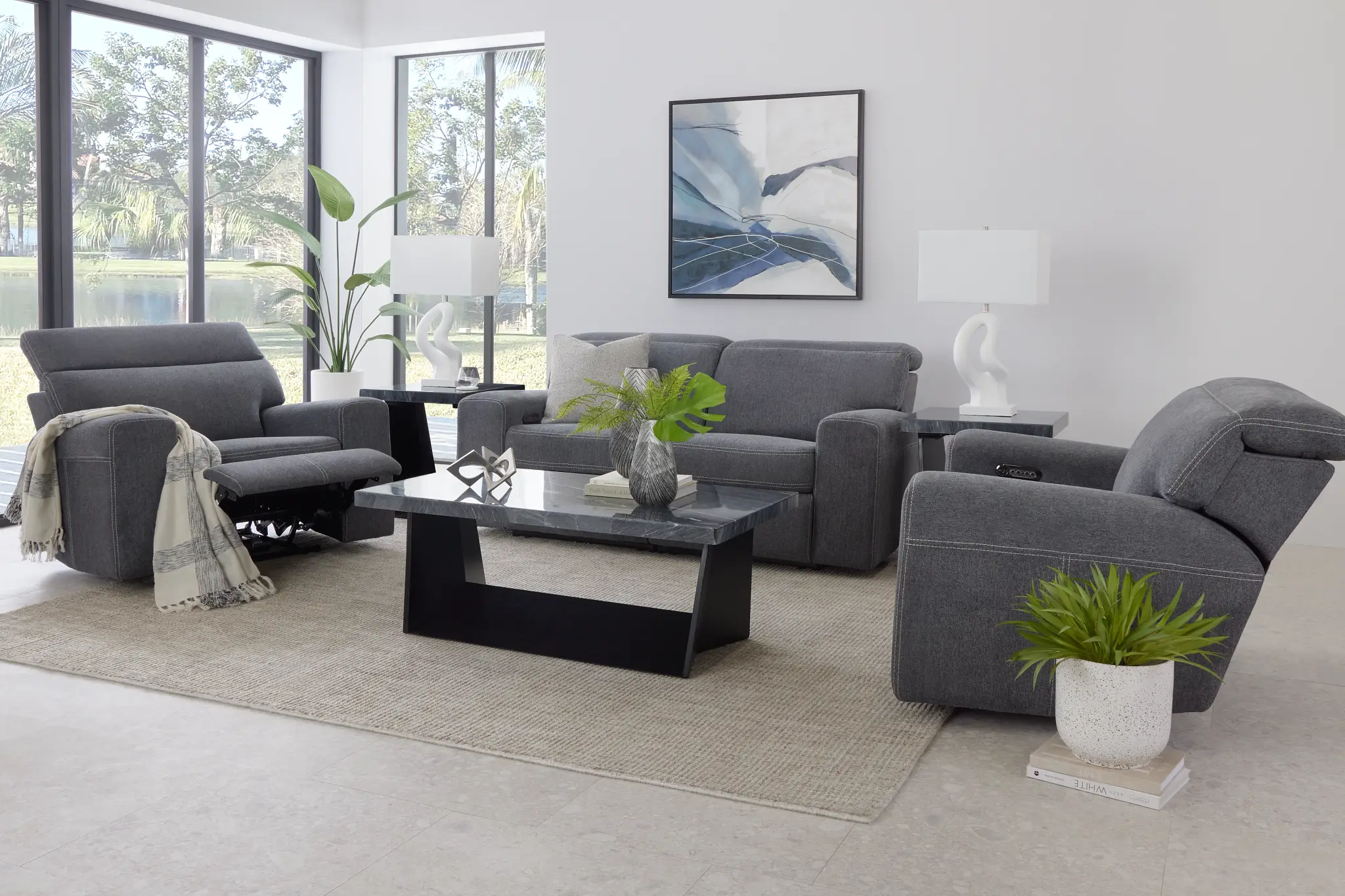 Callum Dark Gray Fabric Power Reclining Sofa Callum Dark Gray Fabric Power Reclining Sofa
