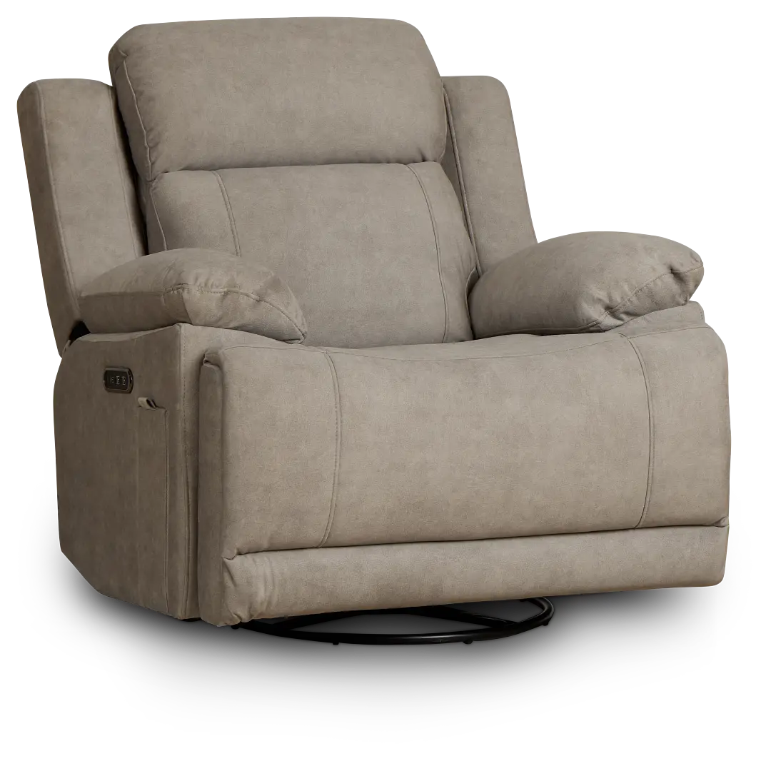 Benson Beige Micro Power Swivel Glider Recliner Benson Beige Micro Power Swivel Glider Recliner
