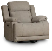 Benson Beige Micro Power Swivel Glider Recliner
