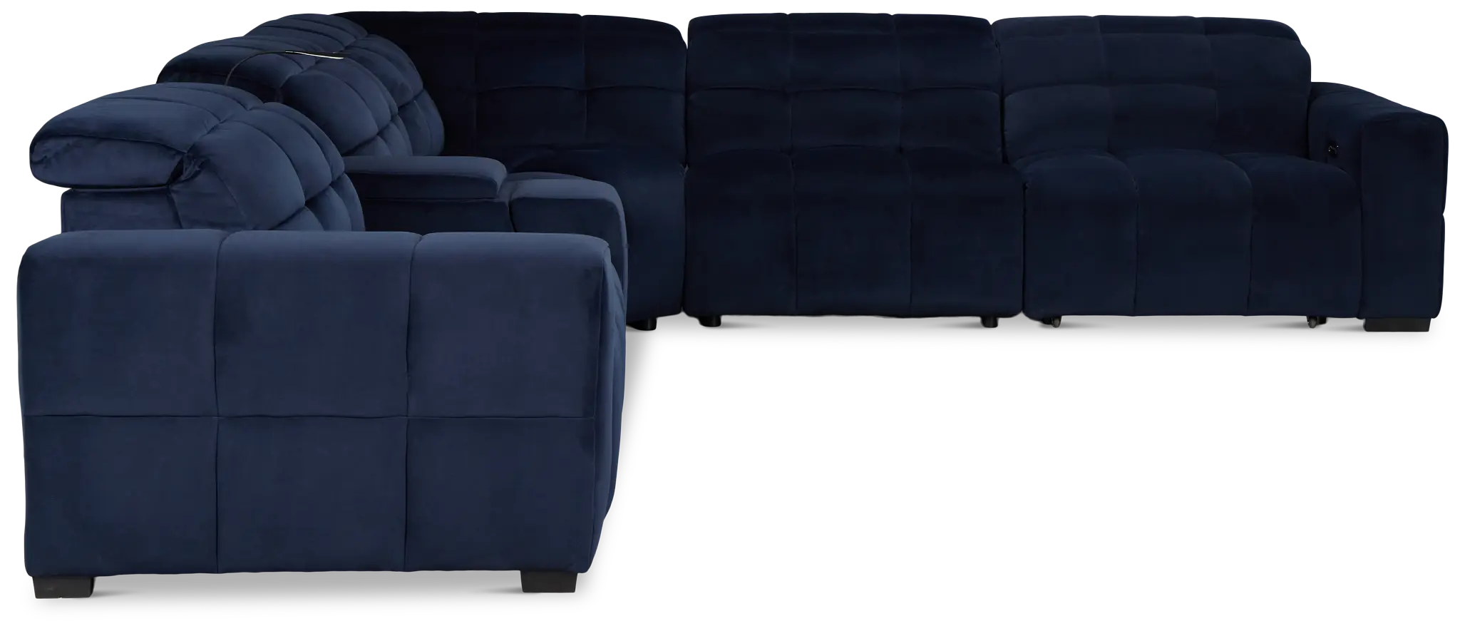Gemma Navy Velvet Medium Triple Power Right Chaise Sectional Gemma Navy Velvet Medium Triple Power Right Chaise Sectional