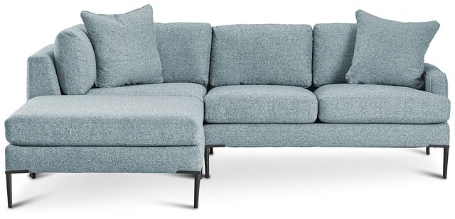 Morgan Teal Fabric Small Left Bumper Sectional W/ Metal Legs (1)