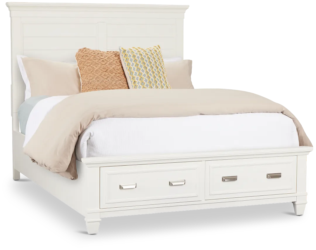 Cape Cod Ivory Panel Storage Bed