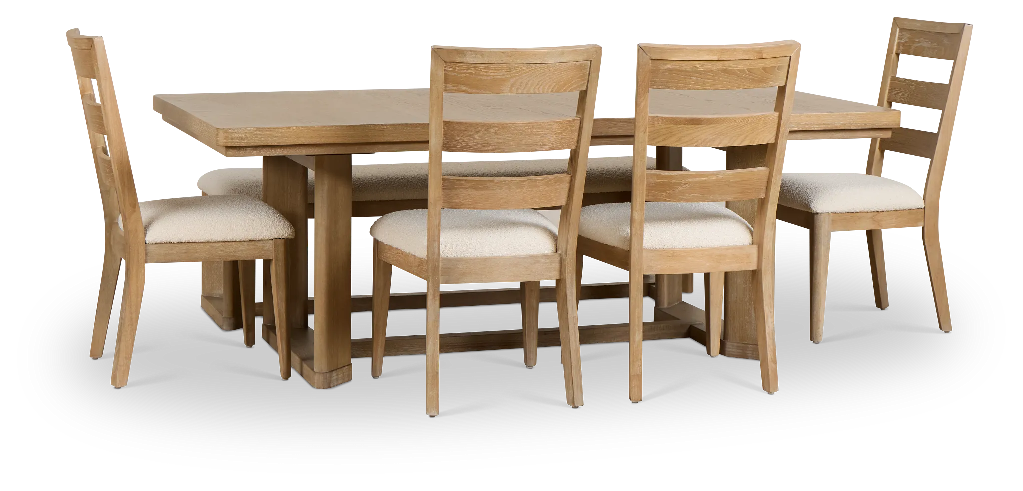 Alton Light Tone Rectangular Table With 4 Side Chairs & Bench