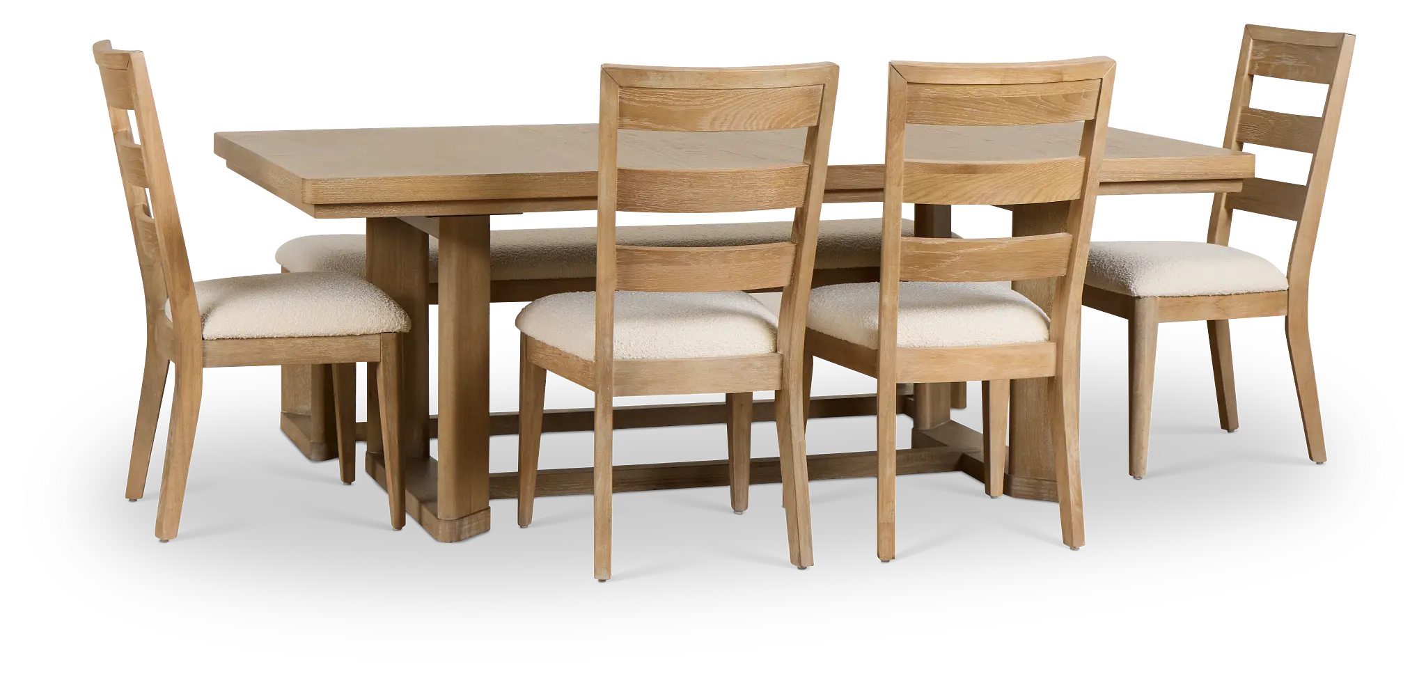 Alton Light Tone Rectangular Table With 4 Side Chairs & Bench Alton Light Tone Rectangular Table With 4 Side Chairs & Bench