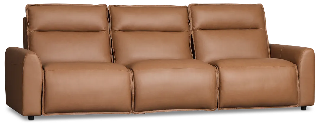 Edison Medium Brown Leather/Vinyl 3-piece Modular Power Sofa