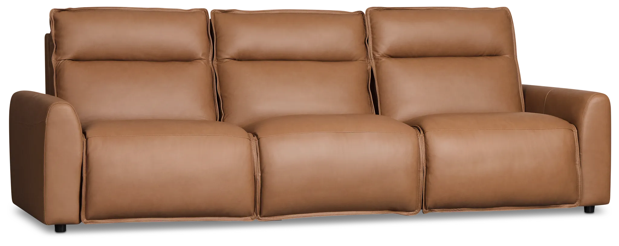 Edison Medium Brown Leather/Vinyl 3-piece Modular Power Sofa
