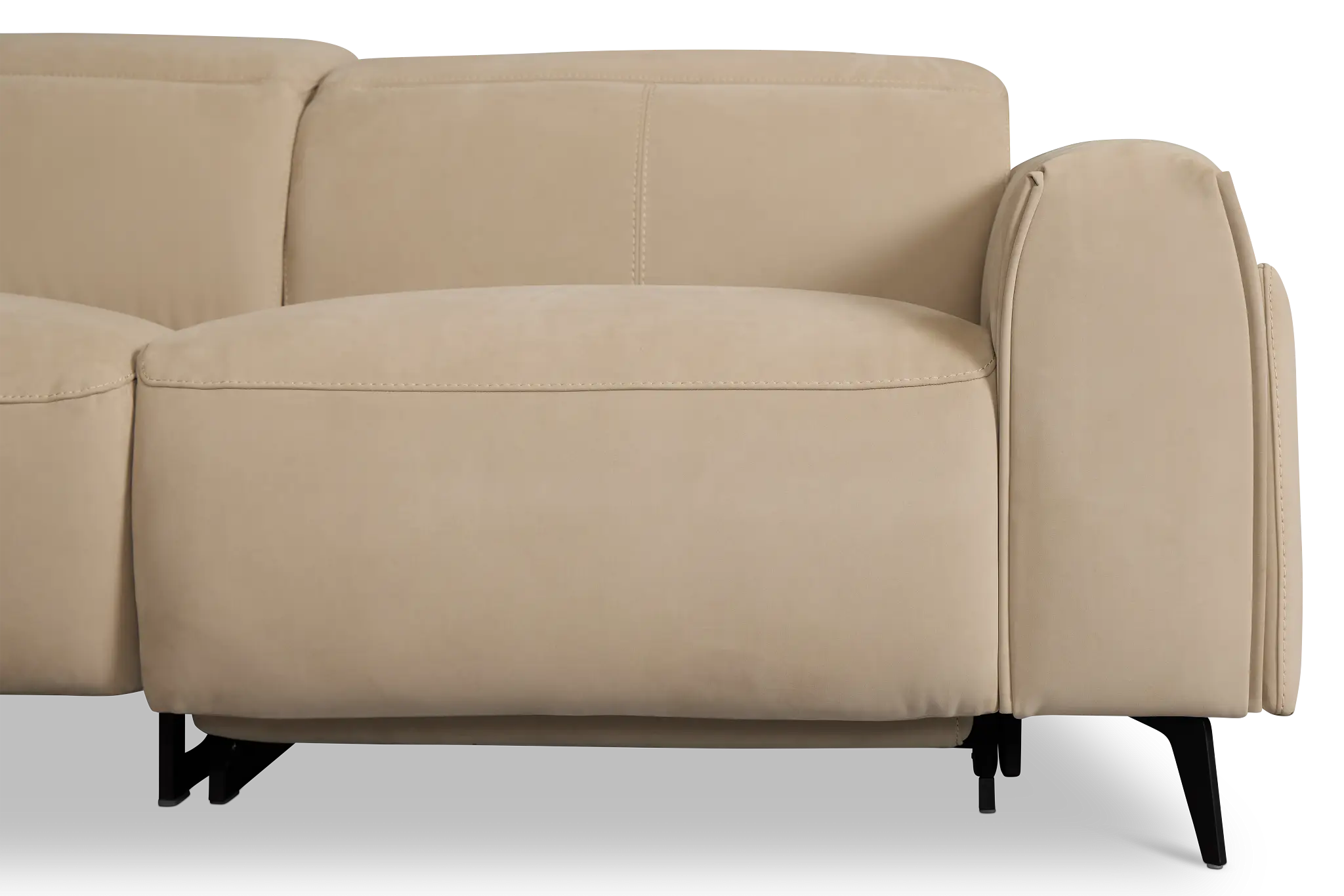 Reyna Beige Micro Small Dual Power Reclining Two-arm Sectional Reyna Beige Micro Small Dual Power Reclining Two-arm Sectional