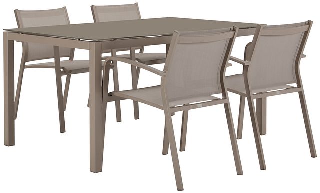 Lisbon Khaki 60" Rectangular Table & 4 Chairs