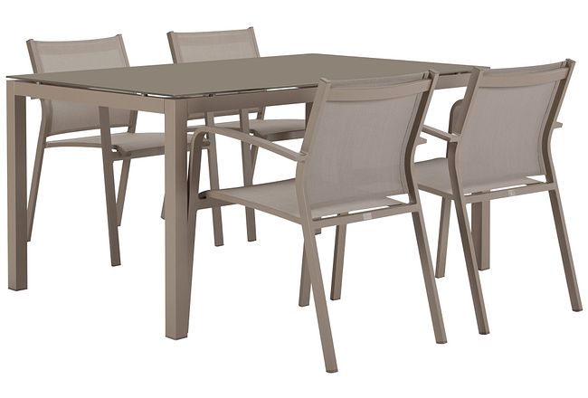 Lisbon Khaki 60" Rectangular Table & 4 Chairs
