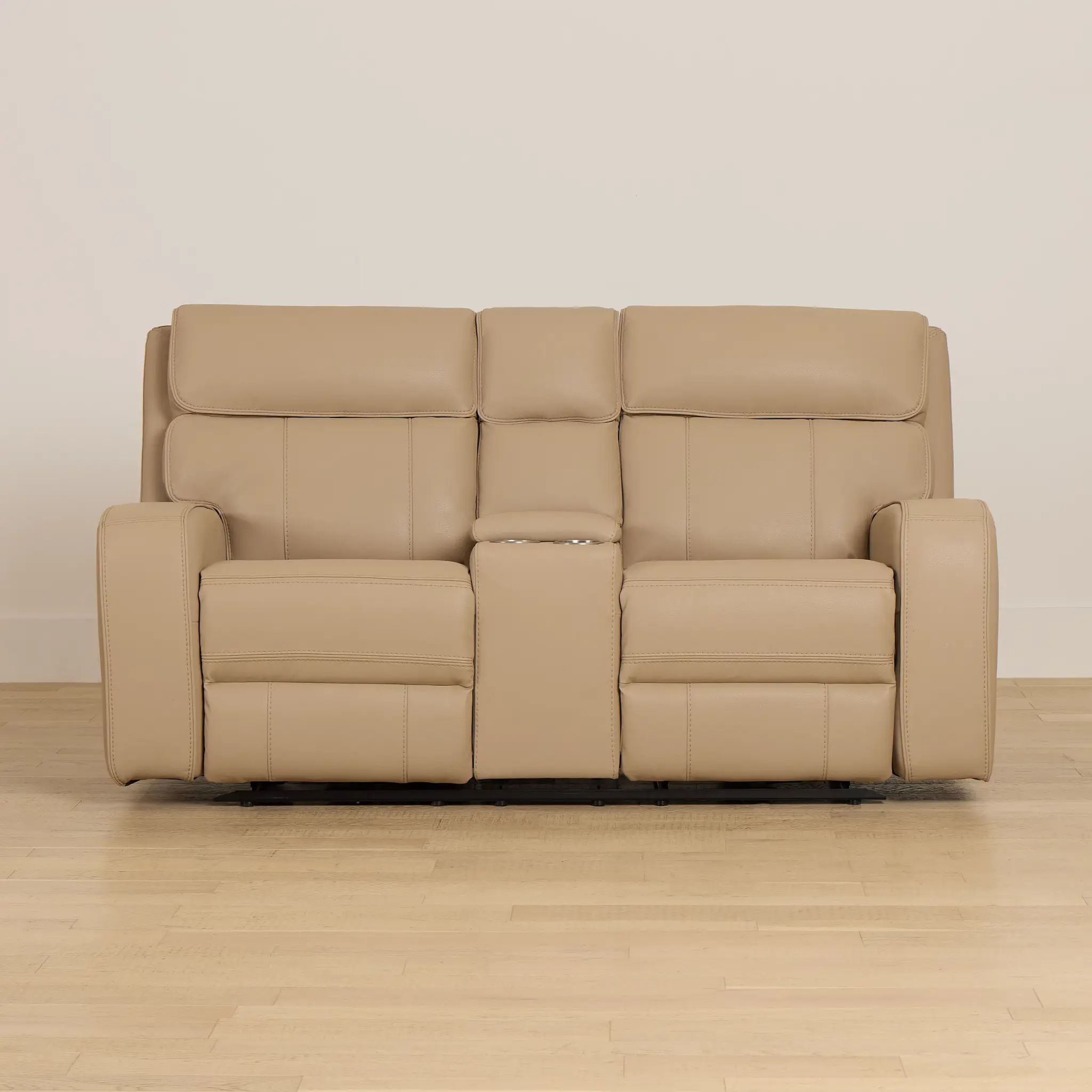 Rhett Taupe Micro Power Reclining Console Loveseat Rhett Taupe Micro Power Reclining Console Loveseat