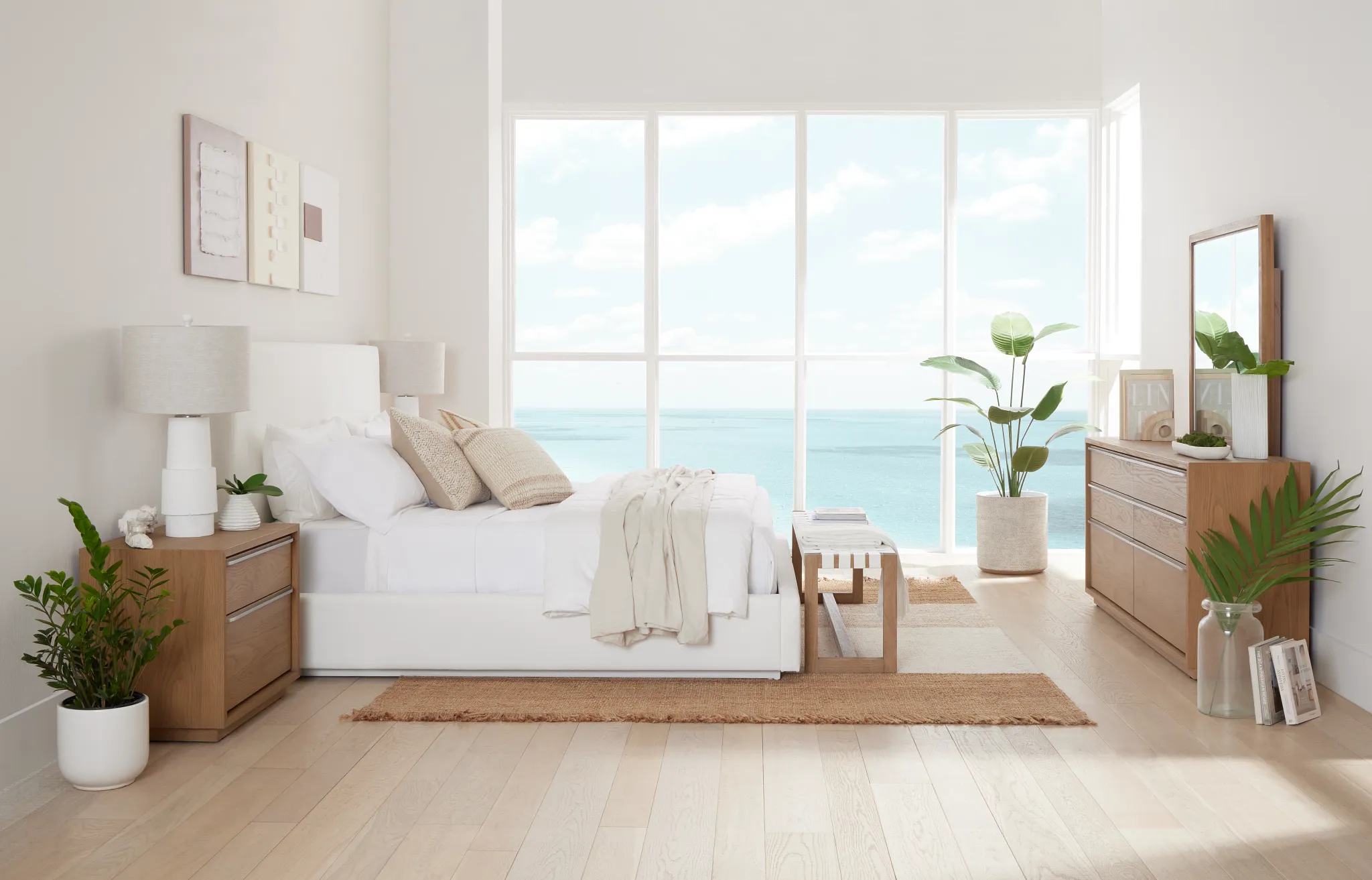 Haven White Uph Platform Bed