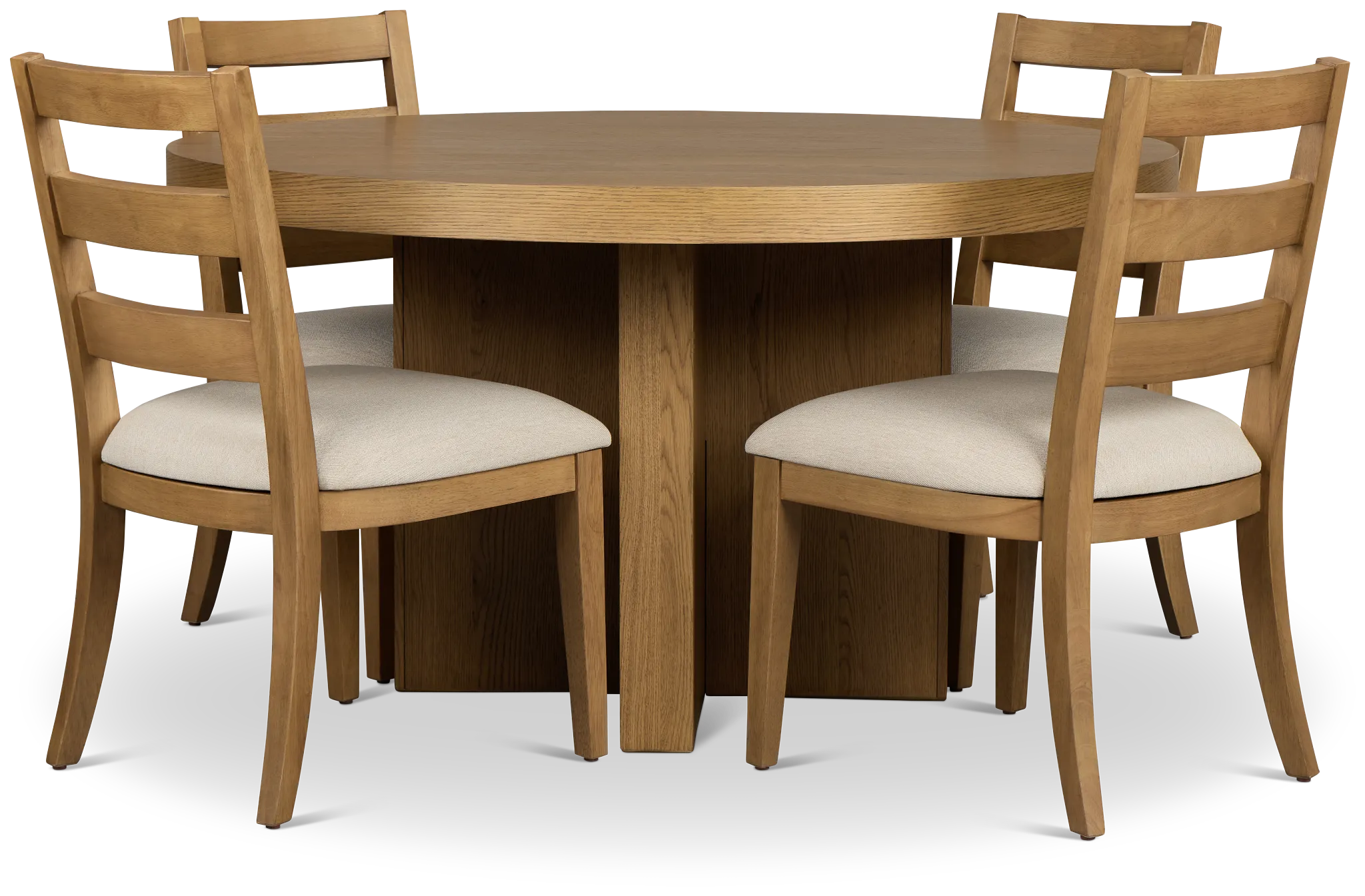 Tahoe Light Tone Round Table & 4 Slat Chairs