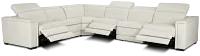 Ainsley White Leather Large Dual Power Reclining Two-arm Sectional