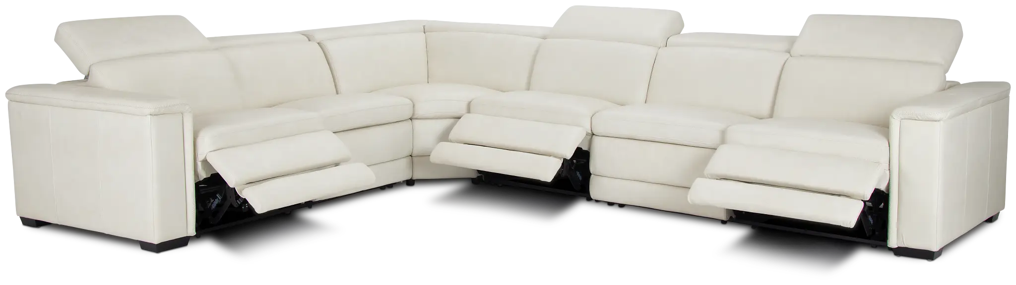Ainsley White Leather Large Dual Power Reclining Two-arm Sectional Ainsley White Leather Large Dual Power Reclining Two-arm Sectional