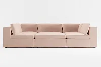 Destin Joya Light Pink Velvet 6-piece Pit Sectional
