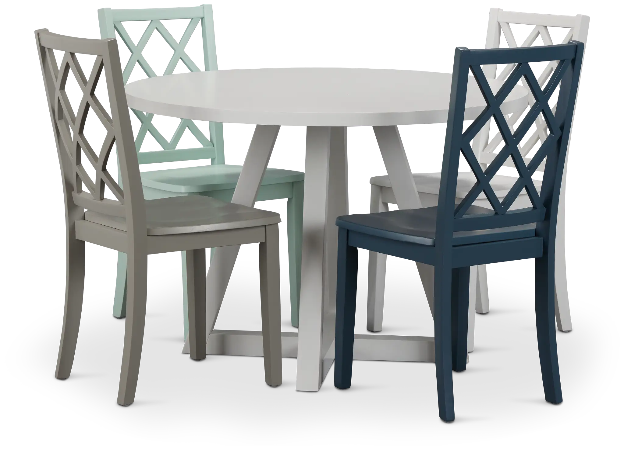 Edgartown White Round Table & Mixed Chairs Edgartown White Round Table & Mixed Chairs