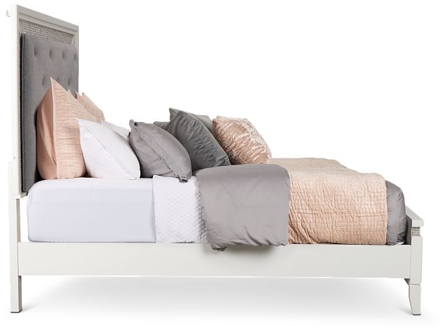 Alessandria White Uph Panel Bed With Lights