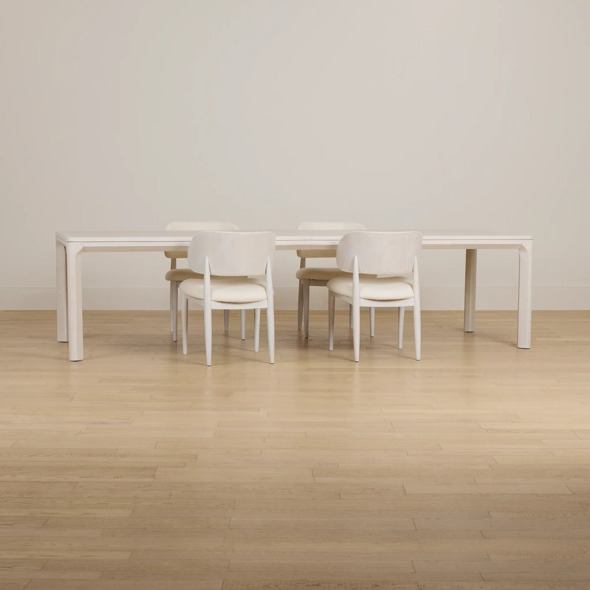 Gables White Rect Table & 4 Upholstered Chairs