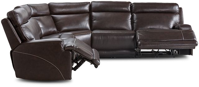 Valor Dark Brown Leather Small Two-arm Power Reclining Sectional (2)