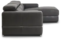 Dante Gray Leather Right Chaise Power Reclining Sectional