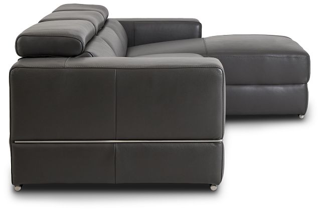 Dante Gray Leather Right Chaise Power Reclining Sectional