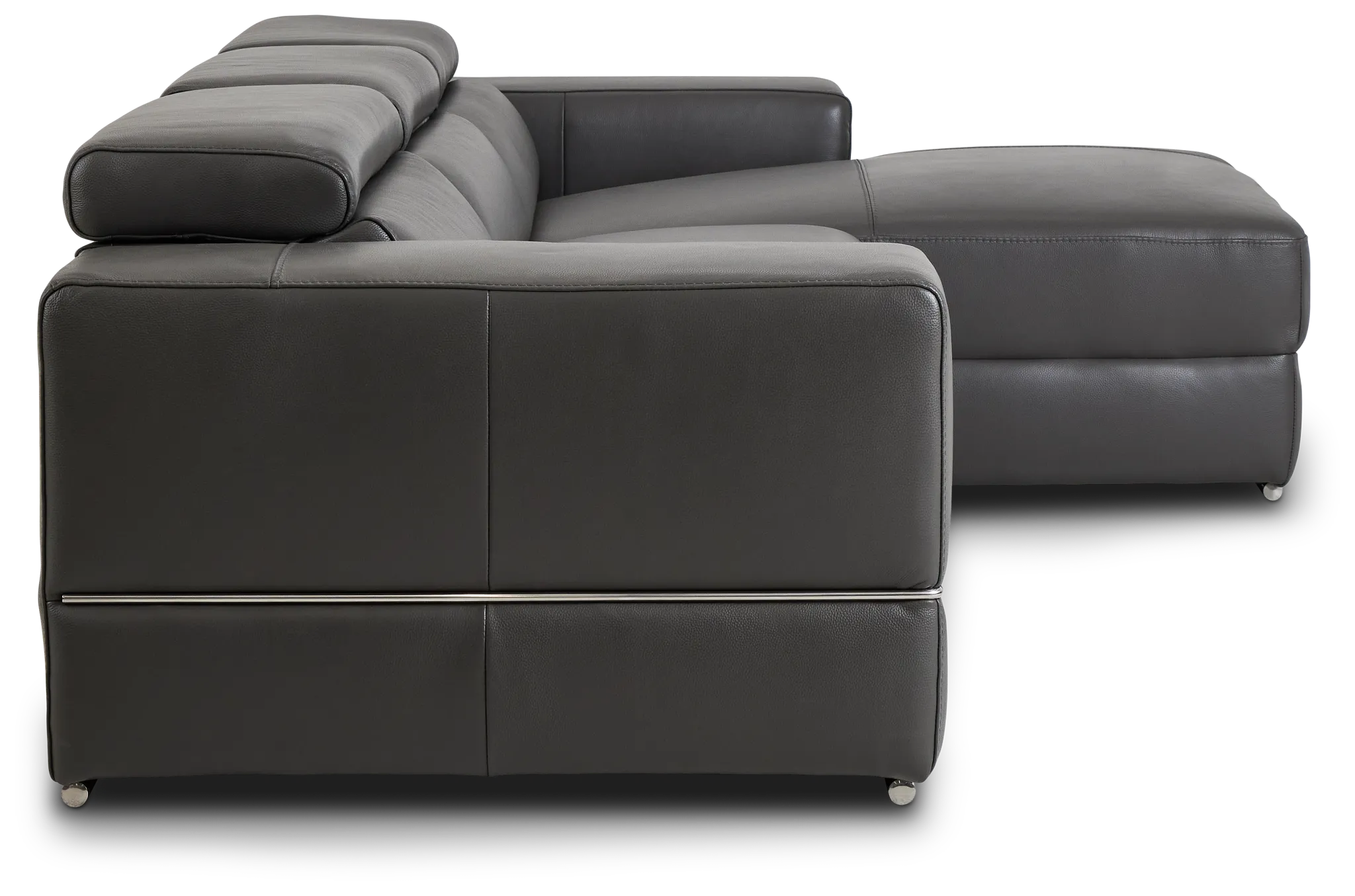 Dante Gray Leather Right Chaise Power Reclining Sectional