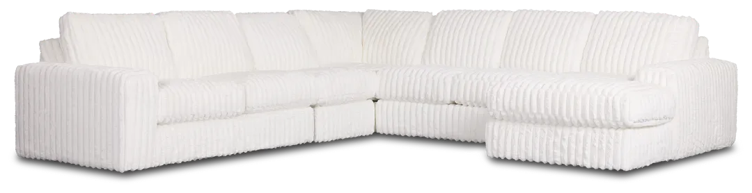 Teddy White Fabric Large Right Chaise Sectional