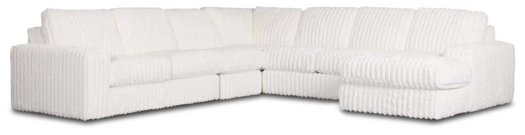 Teddy White Fabric Large Right Chaise Sectional Teddy White Fabric Large Right Chaise Sectional