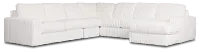 Teddy White Fabric Large Right Chaise Sectional