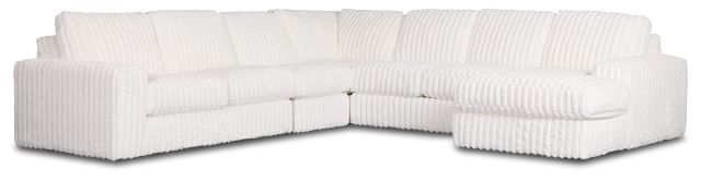 Teddy White Fabric Large Right Chaise Sectional