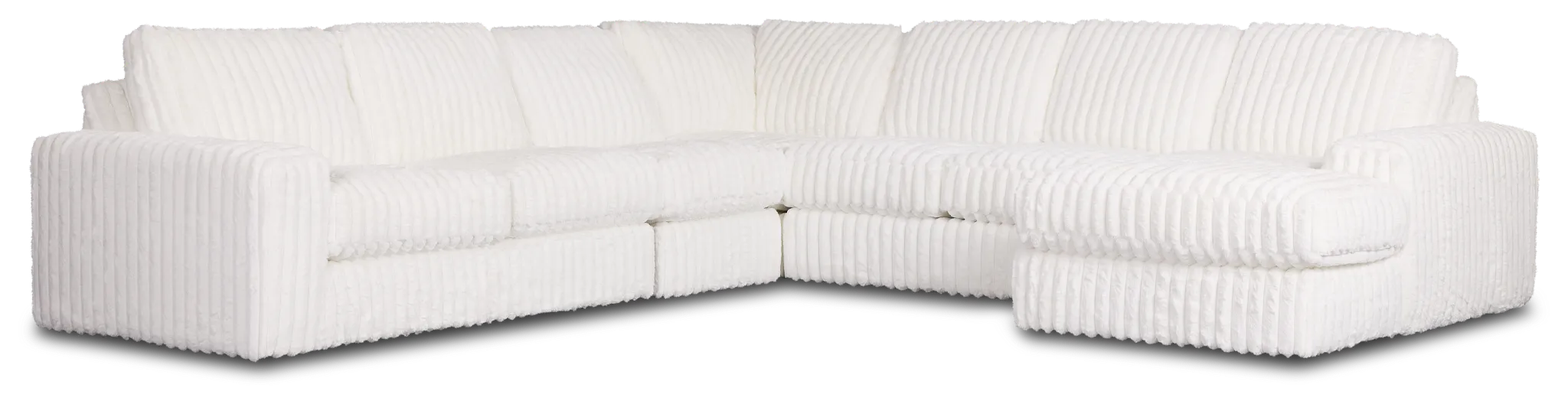 Teddy White Fabric Large Right Chaise Sectional